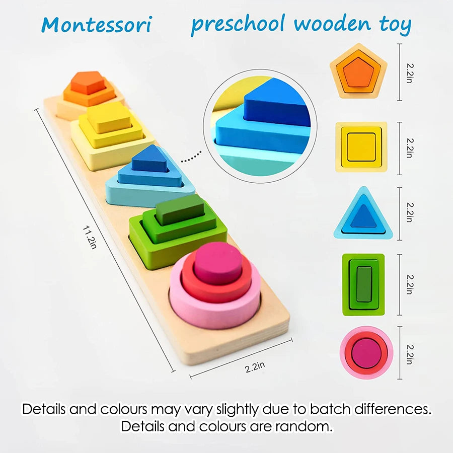 Juguetes de madera Montessori para niños, clasificación de madera, juguetes apilables para bebés pequeños, clasificador de colores de formas educativas, regalos para niños en edad preescolar