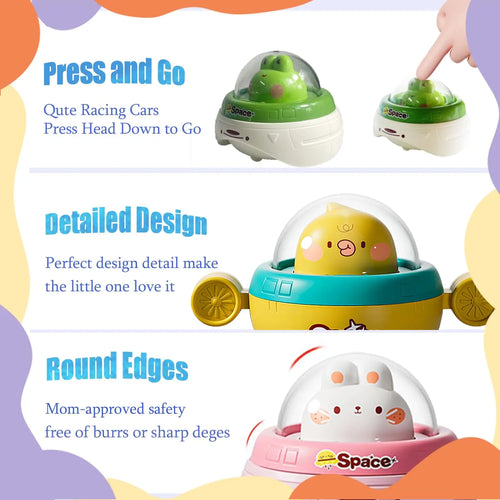 Coches de juguete para niños, vehículo alimentado por fricción, presionar e ir hacia adelante y hacia atrás, juguetes de coche de animales, juguete educativo para bebés, niños pequeños, niñas