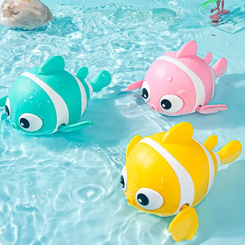 Juguetes de baño para bebés, lindos peces de natación, animales de dibujos animados, juguetes de cuerda flotantes, juego de agua, juguetes clásicos de relojería para niños pequeños