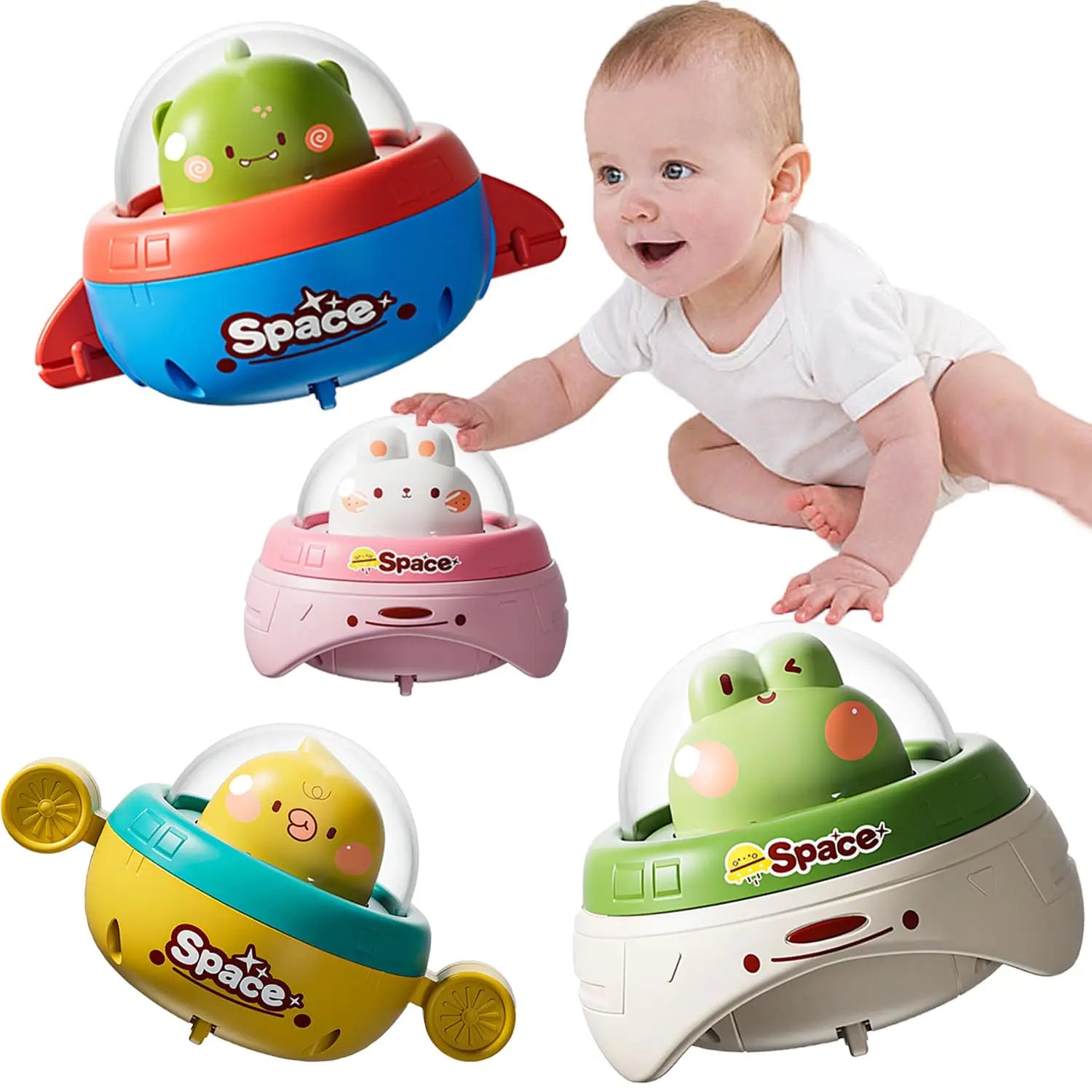 Coches de juguete para niños, vehículo alimentado por fricción, presionar e ir hacia adelante y hacia atrás, juguetes de coche de animales, juguete educativo para bebés, niños pequeños, niñas